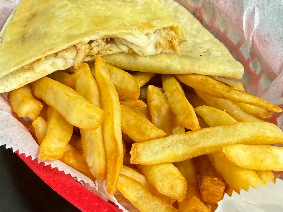 Kids Chicken Quesadilla & French Fries at Palomar Fish Tacos
