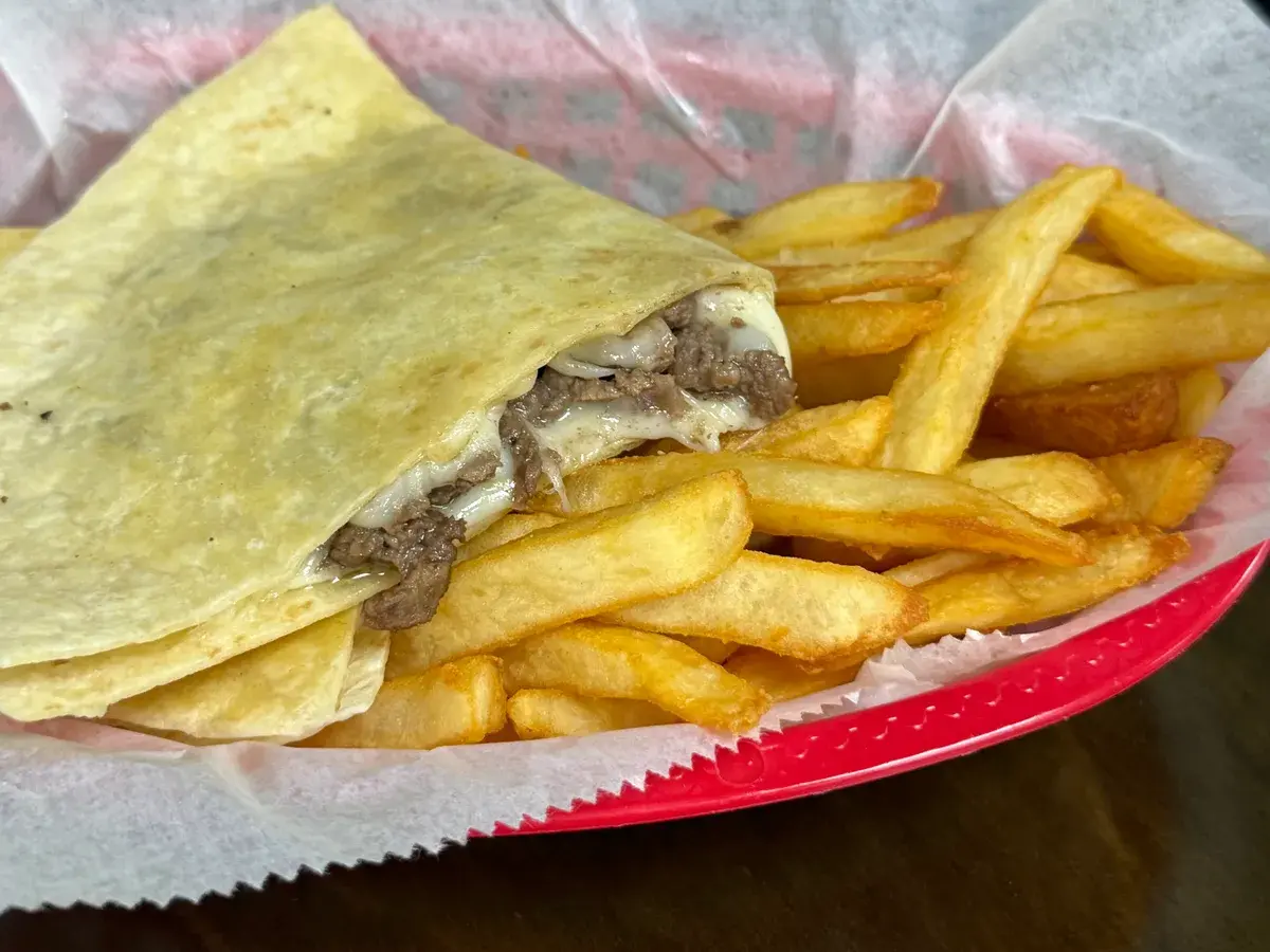 Kids Steak Quesadilla & French Fries at Palomar Fish Tacos